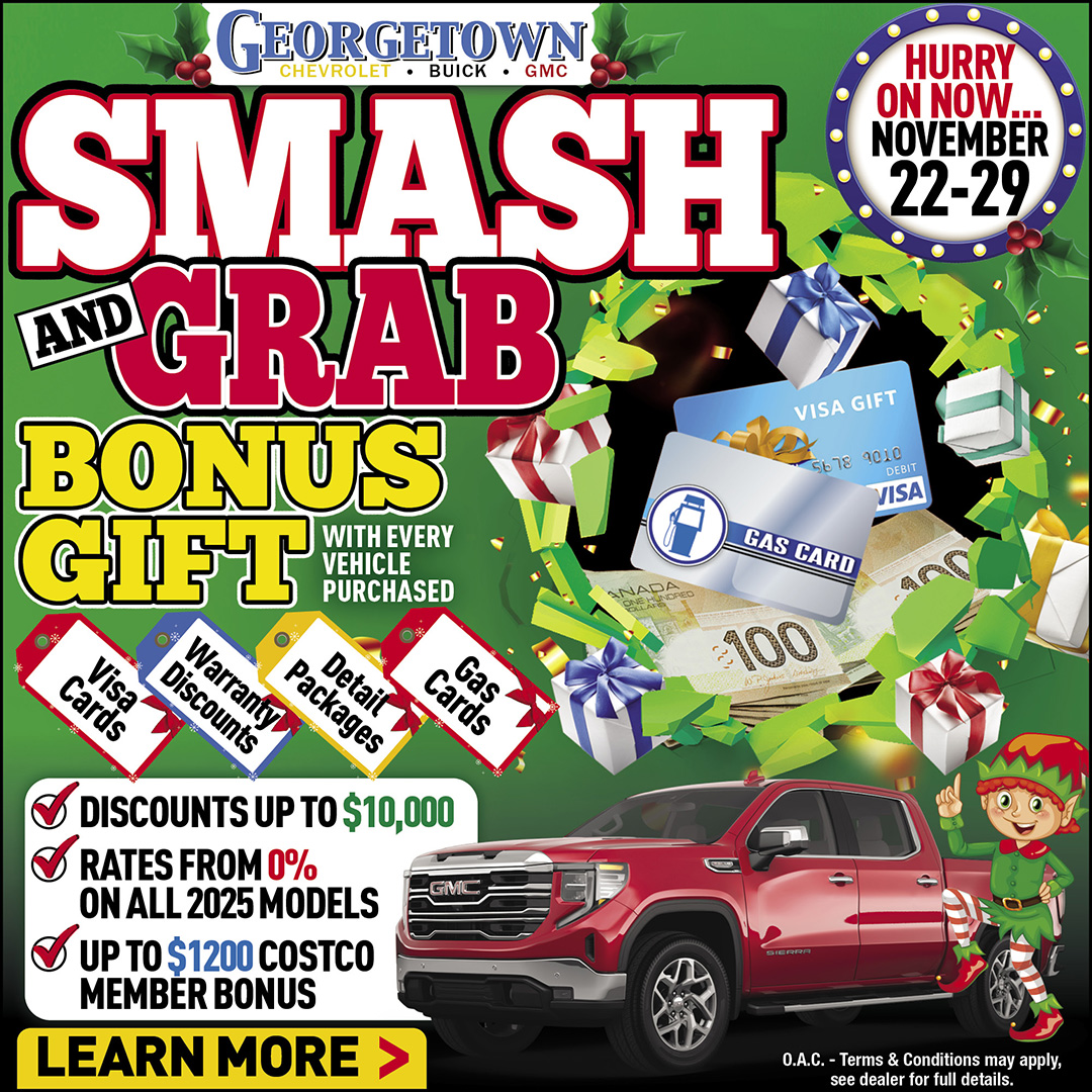 image of Georgetown Chevrolets Smash and Grab ad, with baseball imagery and discounts up to $10000 on new vehicles